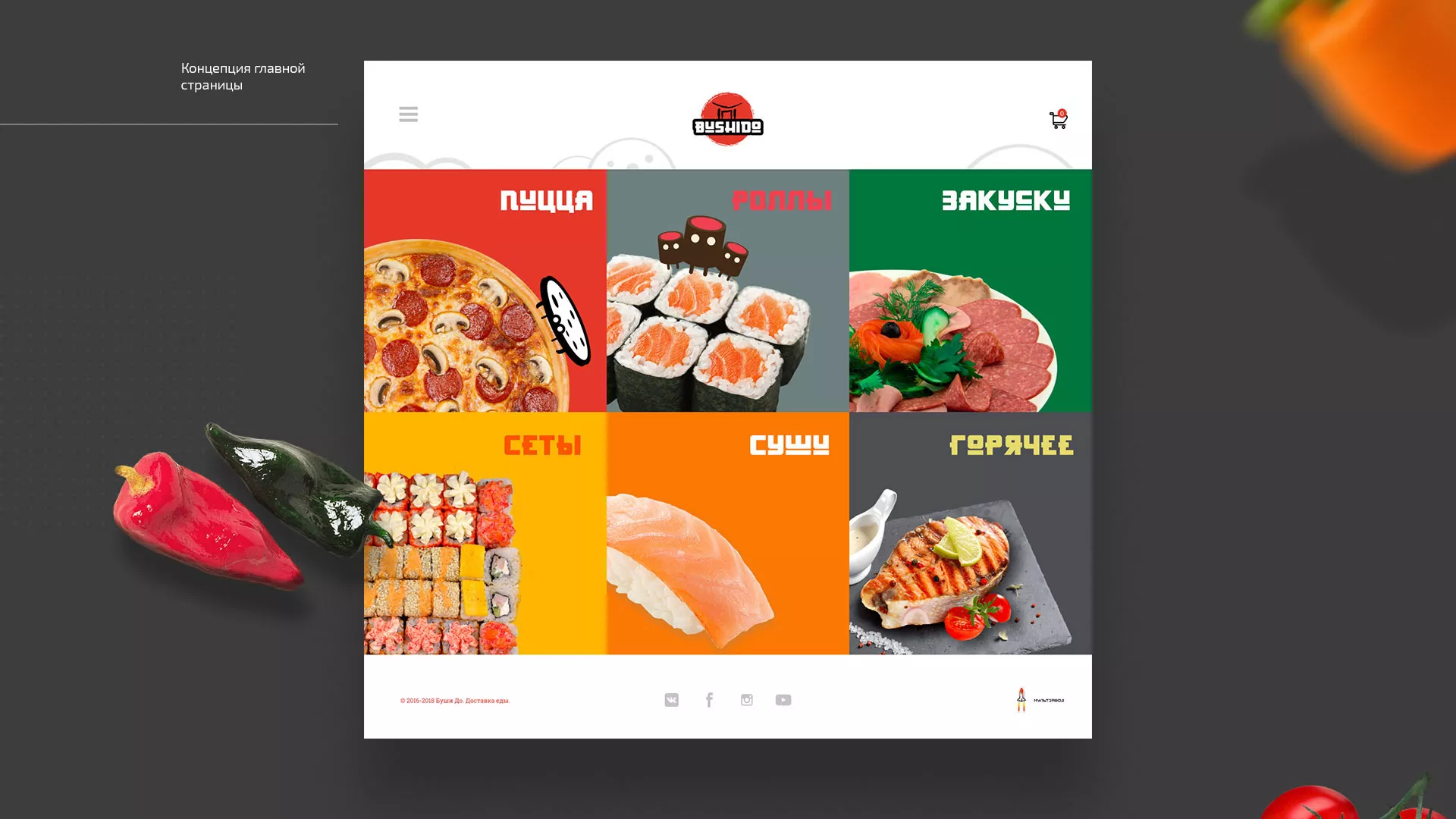 Разработка сайта для пиццерии «BUSHIDO» в Новодвинске